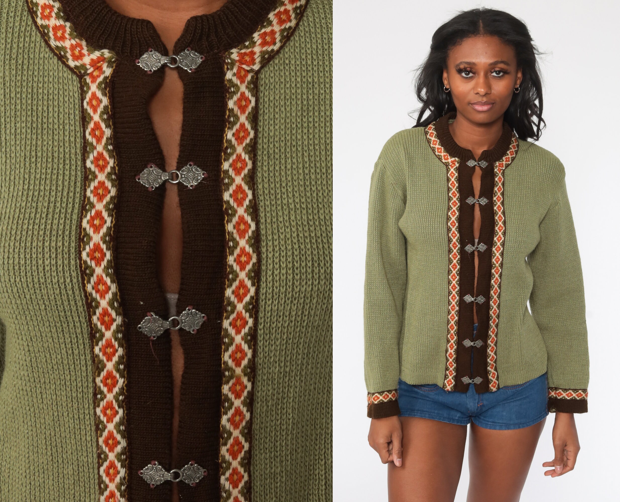 Norwegian Sweater Olive Green Cardigan 