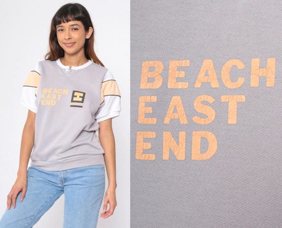 90s Graphic Shirt Beach East End Grey Slouchy Shi… - image 1