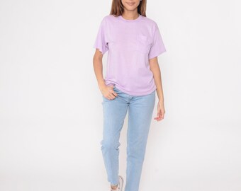 Lavender Pocket Tee 90s Light Purple T Shirt Retro Plain