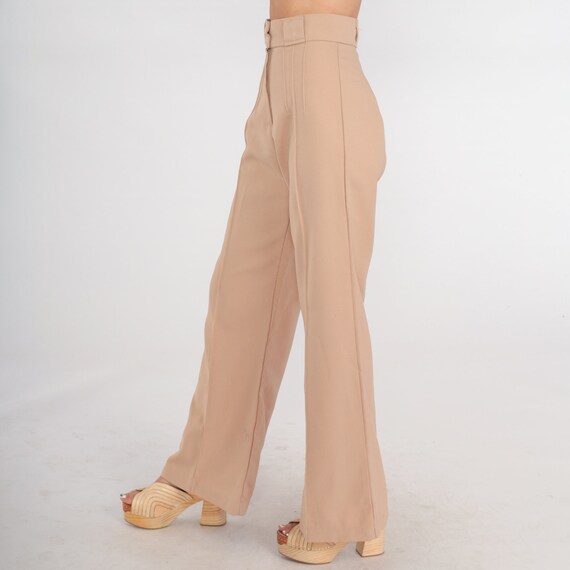 【保障できる】 Pants Leg Wide 70s Tan Leg Straight 1970s Trousers Creased パンツ