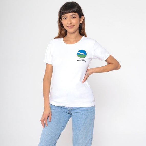 Puerto Vallarta Mexico Shirt 80s 90s Tshirt Bird Shirt Graphic Tee White Single Stitch Short Sleeve T Shirt 1990s Vintage Cotton Medium