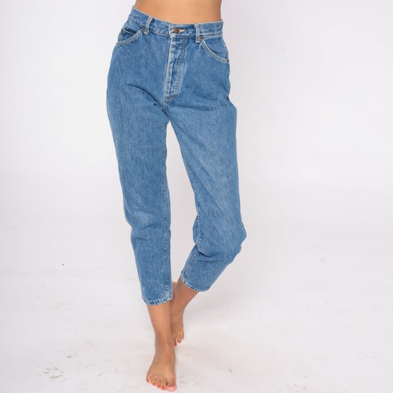 Lee Ankle Jeans 80s Mom Jeans High Waisted Rise Slim Tapered Leg Denim Pants Retro Ankle Jeans Vintage 1980s Small xs 26