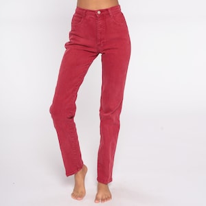 Red Mom Jeans High Waisted Red Tapered Mom Jeans 80s 90s Jeans High Waist Denim Slim 1990s Vintage 1980s Jeans Extra Small XS 0 24