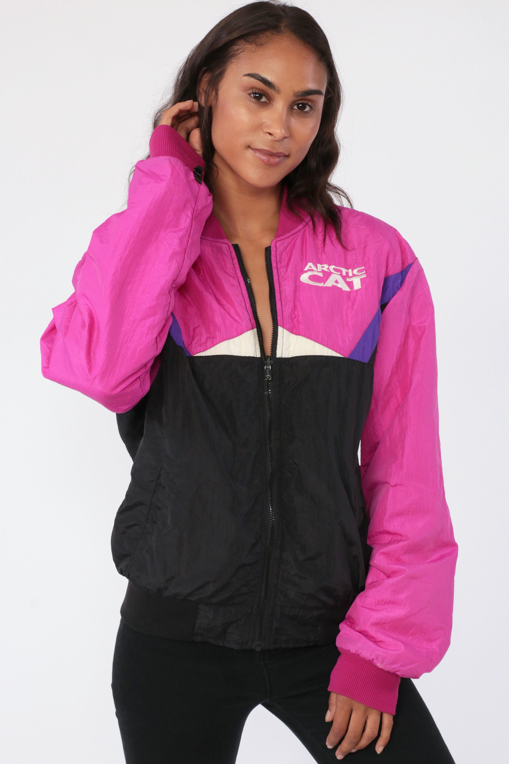 Arctic Cat Jacket Ski Jacket Winter Coat Neon Jacket 90s Quilted Lining Retro Hipster Vintage