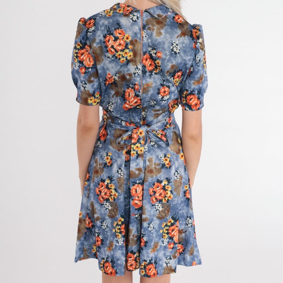 Floral Babydoll Dress 70s Mini Dress Puff Sleeve … - image 6