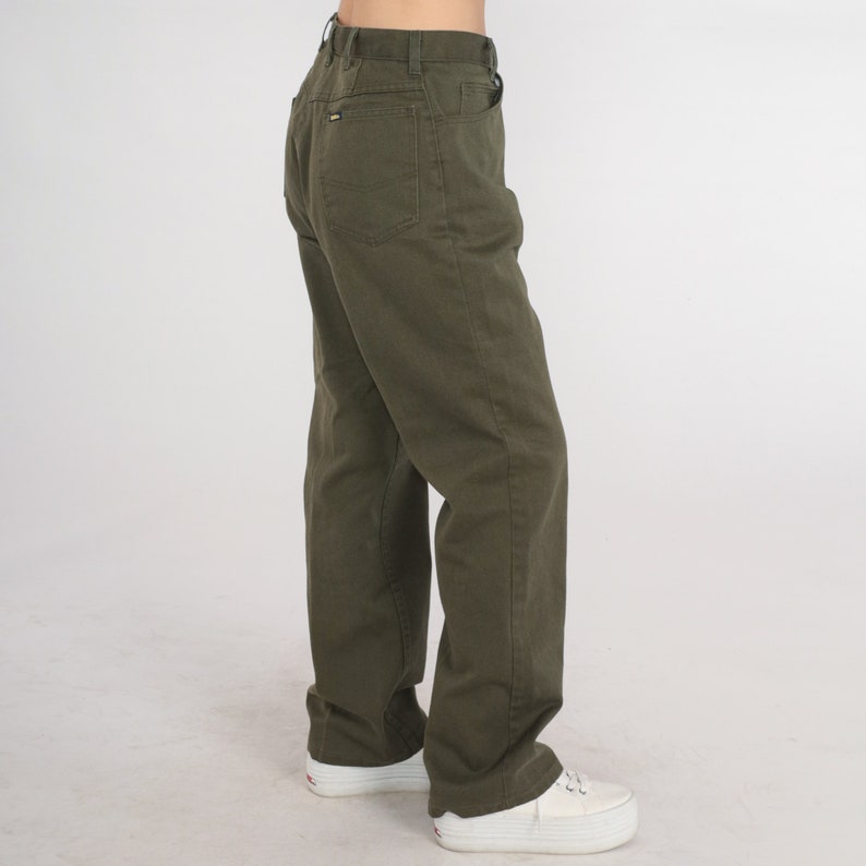 Olive Green Pants 90s Osh Kosh B'Gosh Work Pants High Waisted Rise Straight Leg Workwear Utility Basic Plain Pants Vintage 1990s Medium 30 image 3