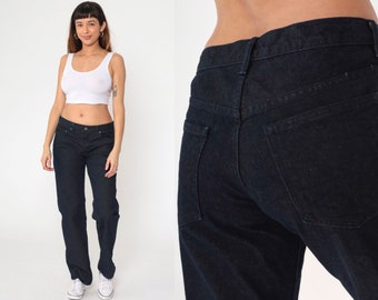 Black Mid Rise Jeans Straight Leg Jeans Denim Pants Relaxed Jeans Five Pocket Jeans Club Monaco 32 x 32 Large