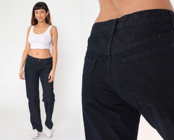 Black Mid Rise Jeans Straight Leg Jeans Denim Pants Relaxed Jeans Five Pocket Jeans Club Monaco 32 x 32 Large