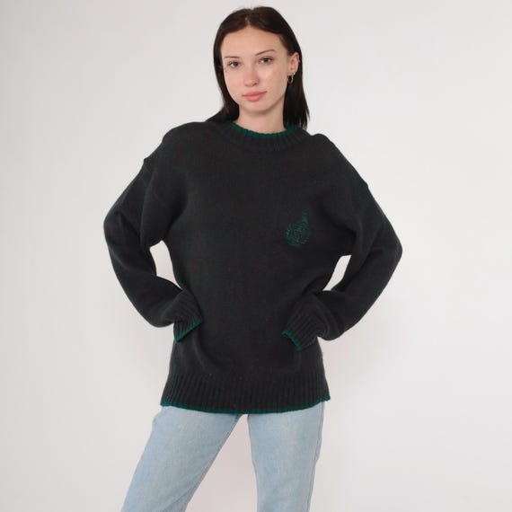 Vintage Shetland Wool Sweater 90s Flecked Tweed Crest Pullover Sweater Plain Crewneck Jumper Crew Neck Fall Green Red 1990s Men's Medium