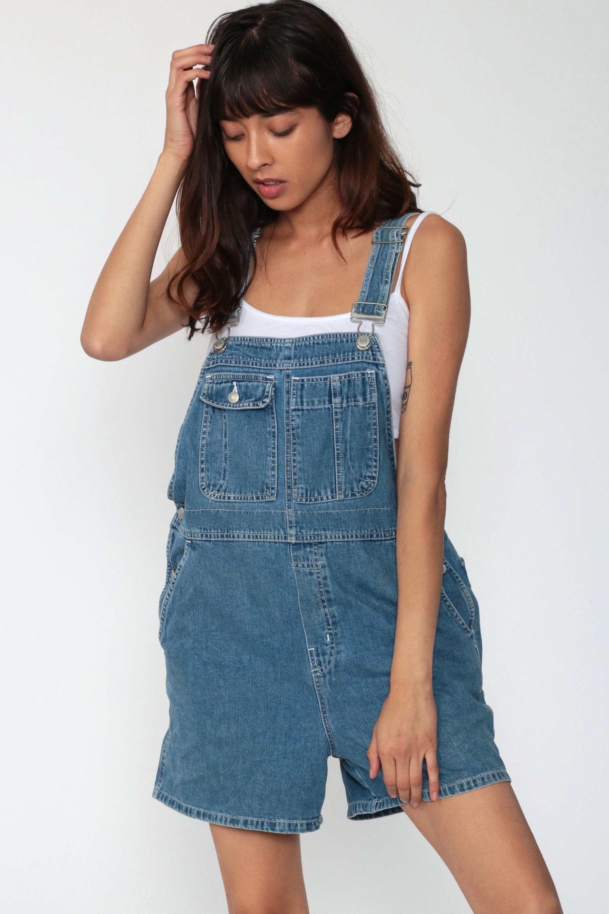 Jean Shortalls Gap Overalls Denim Overall Shorts 90s Bib Overall Jean The Gap Suspender Blue One 