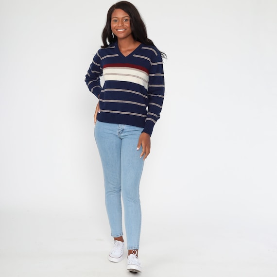 Blue Striped Sweater 80s Knit Le Tigre Sweater Sl… - image 2