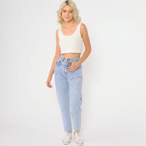 Mom Jeans 90s Vintage High Waisted Light Blue Wash Straight Leg Cotton Denim Pants Y2K Revival Sustainable Extra Small XS 3
