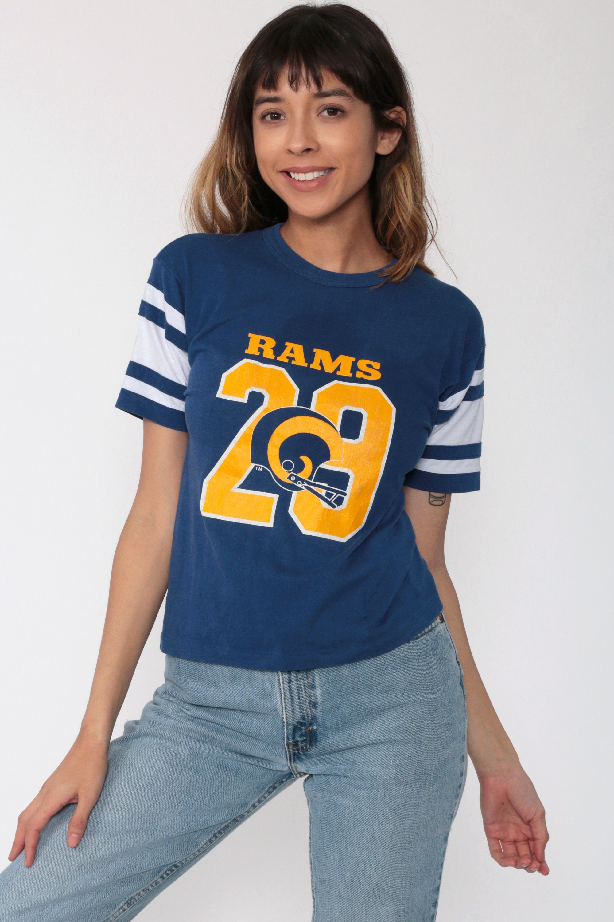 Los Angeles Rams Shirt -- 80s Football Tshirt NFL Football T Shirt Throwback LA Rams Tee 1980s 