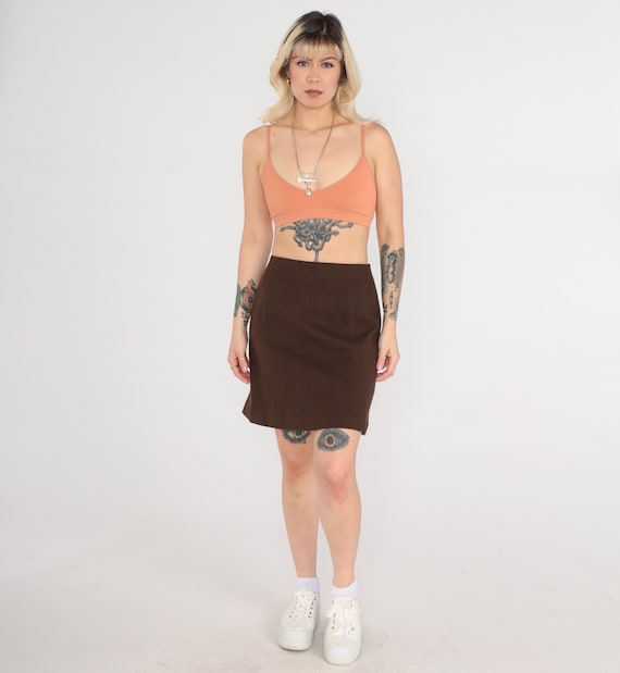 Vintage Brown Wool Skirt 70s Pencil Skirt High Waisted Preppy Wiggle High Waist Retro Secretary Classic Basic Neutral 1970s Small