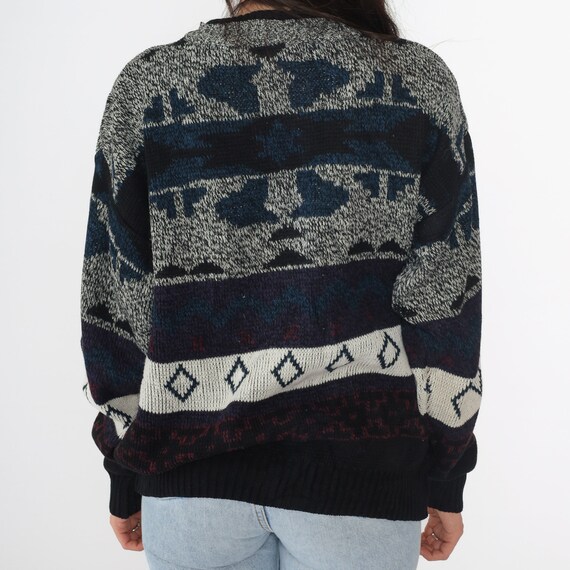Geometric Sweater 90s Jacquard Pullover Knit Swea… - image 5