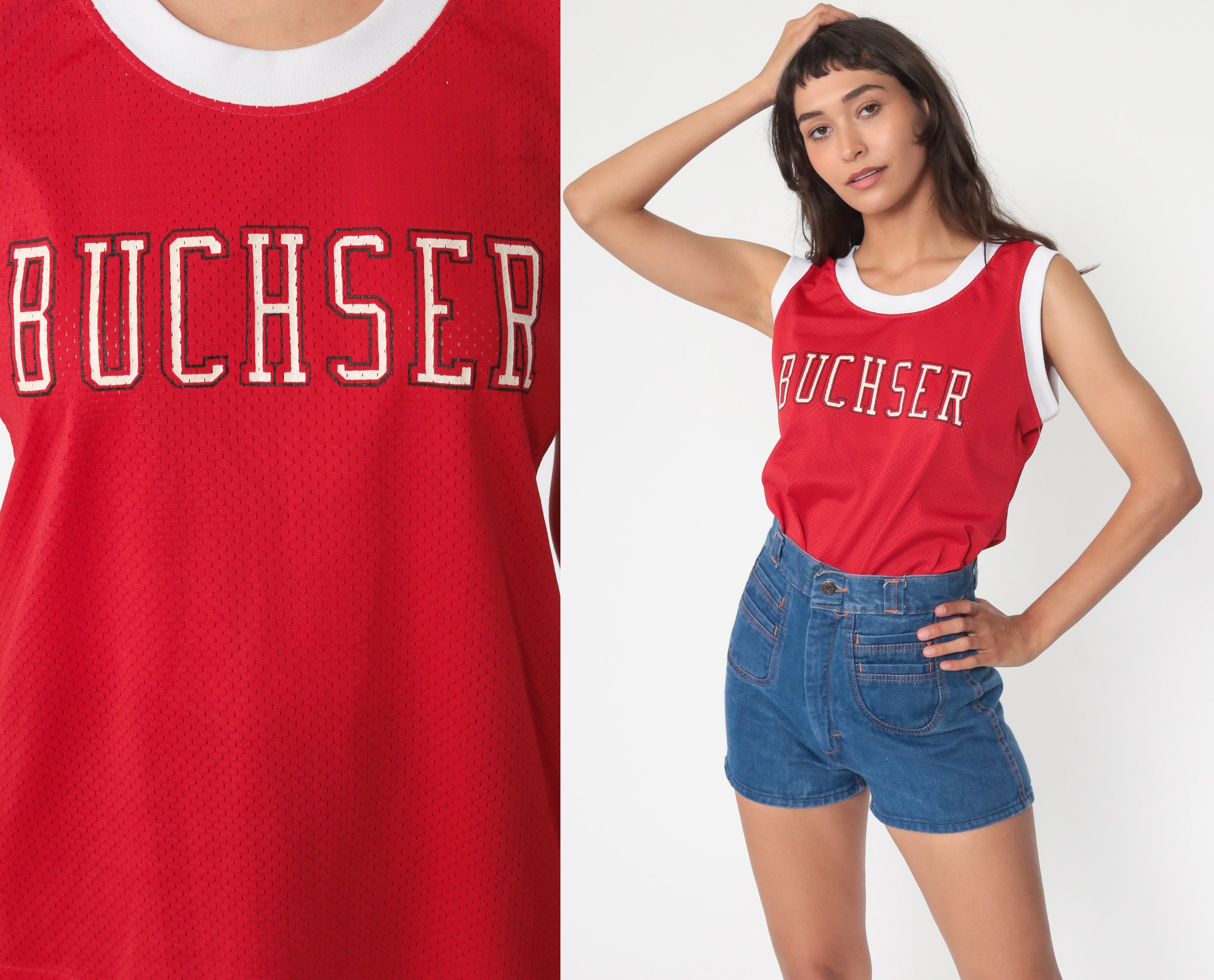 Red Tank Top Buchser Middle School Shirt Ringer Tee Shirt 80s Tank Top 