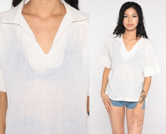 sheer white tee shirt