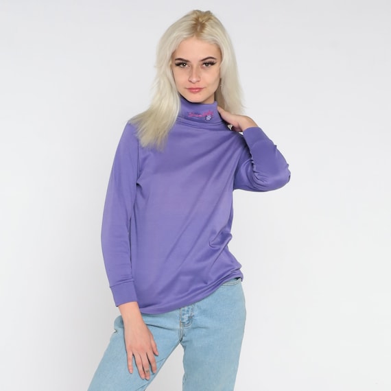 Snow Valley Turtleneck 90s Purple Ski Resort Shirt California Long Sleeve Shirt Tshirt Retro Tee Embroidered Sweater Vintage 1990s Medium M