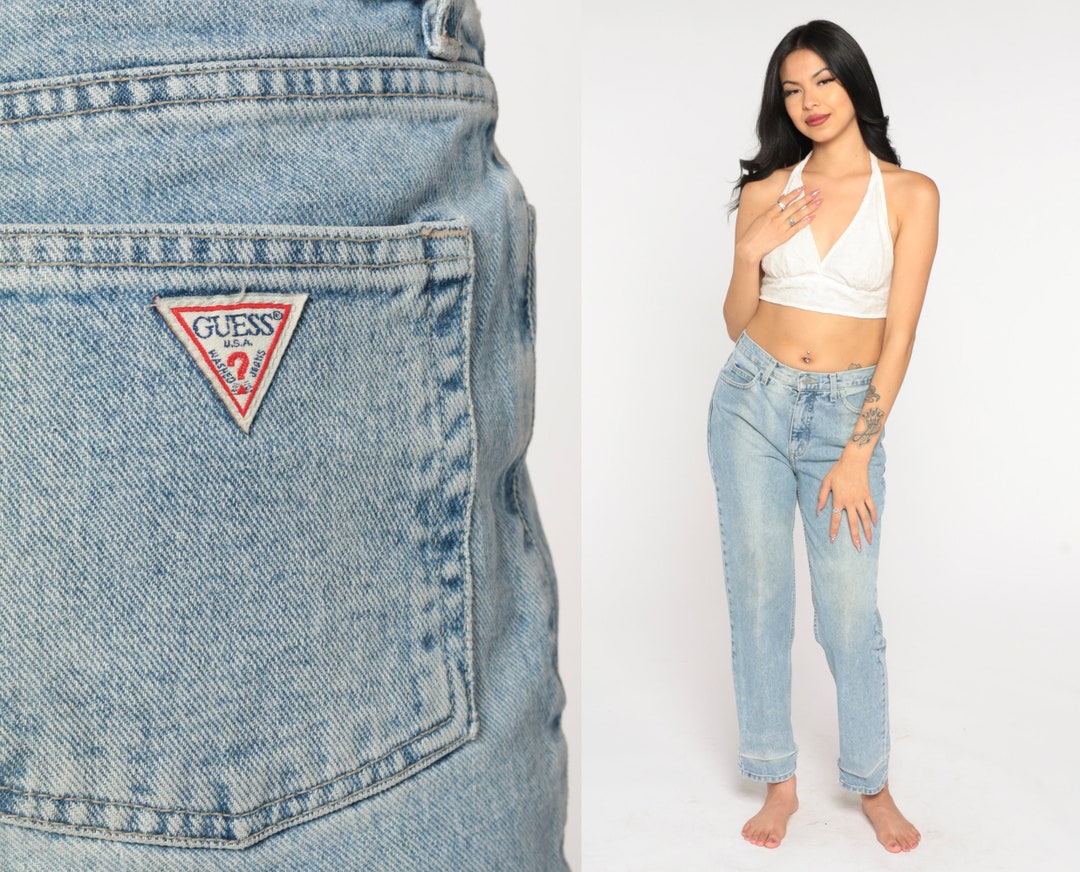 Faded Guess Jeans 90s High Waisted Mom Jeans Retro Straight Leg