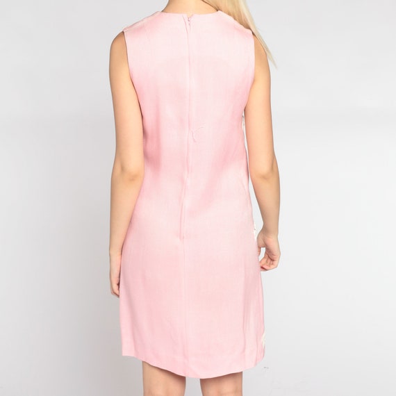 Pink Shift Dress 60s Mod Mini Dress Lace Trim Par… - image 7