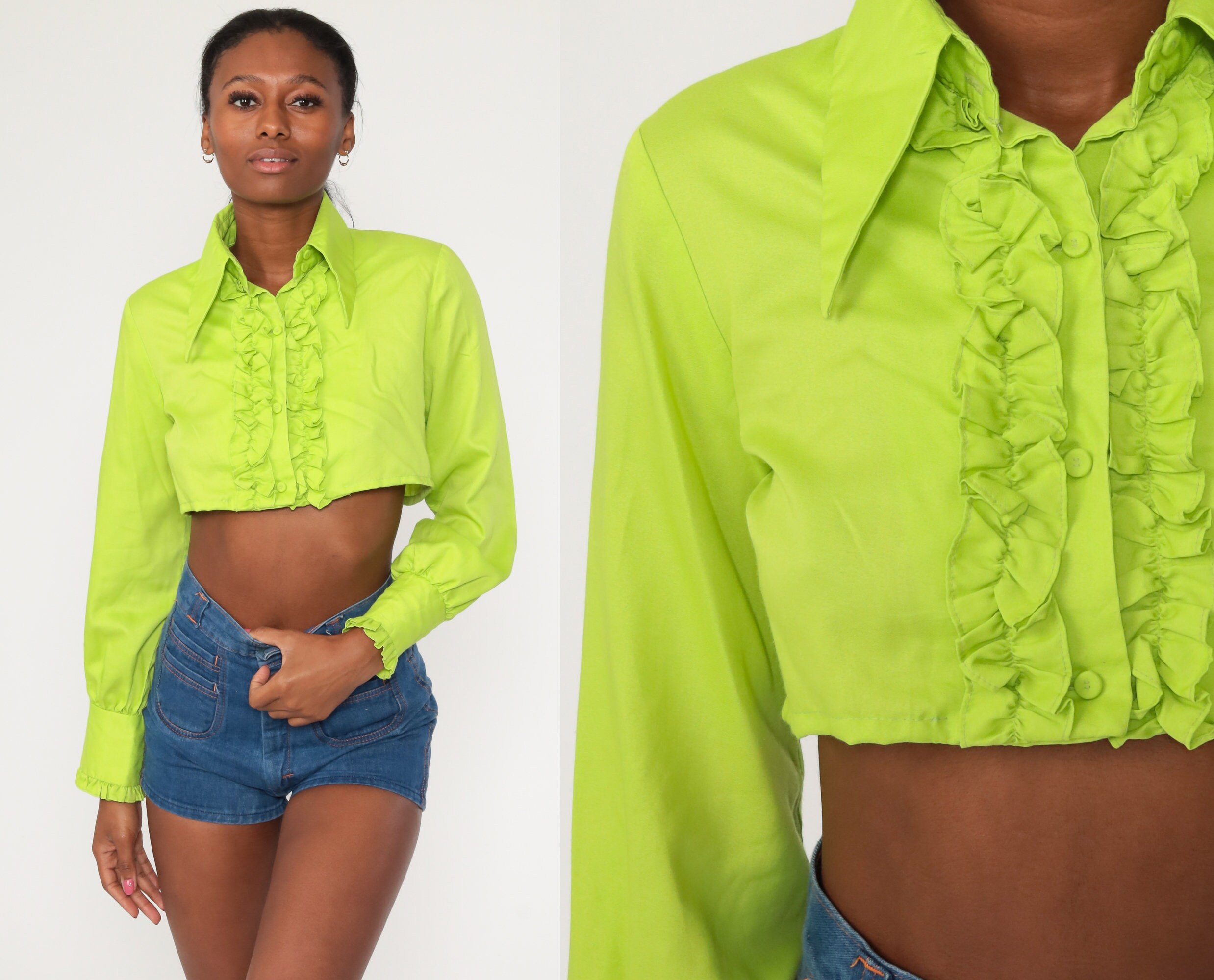 neon green ruffle top