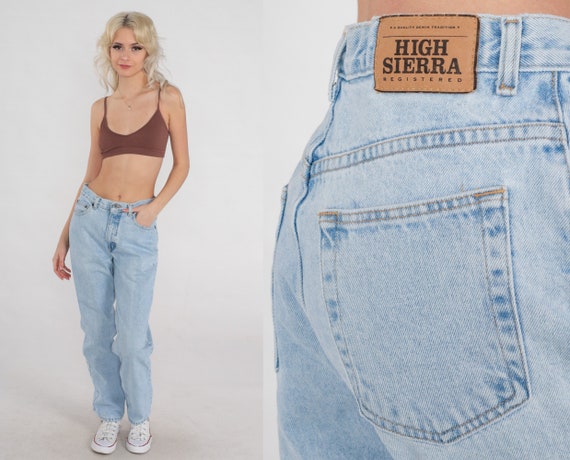 Straight Leg Jeans Y2K Light Wash Blue Denim High Rise Waisted Retro Basic Pants Relaxed Fit Tapered Jeans Vintage 00s High Sierra Medium 30