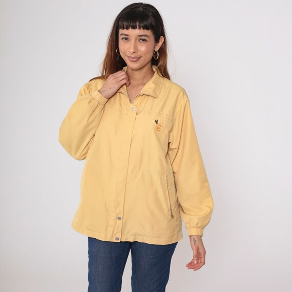 Yellow Windbreaker Jacket Letter E Patch Zip Up J… - image 5