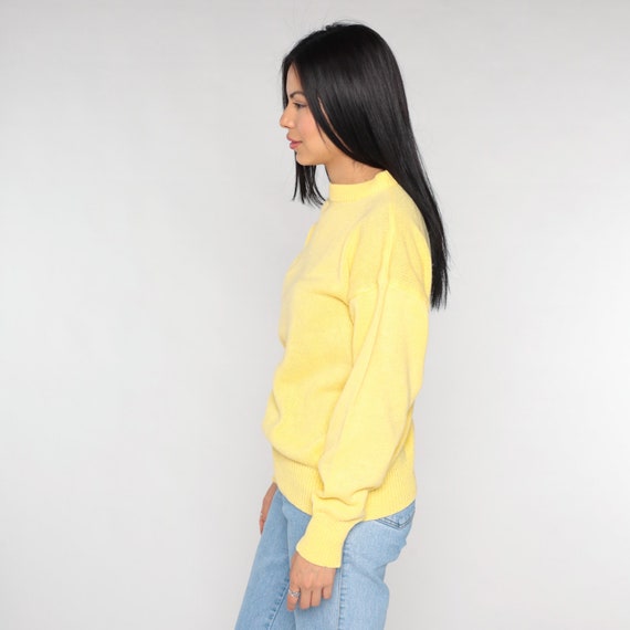 Yellow Sweater 80s Knit Pullover Sweater Retro Pl… - image 6