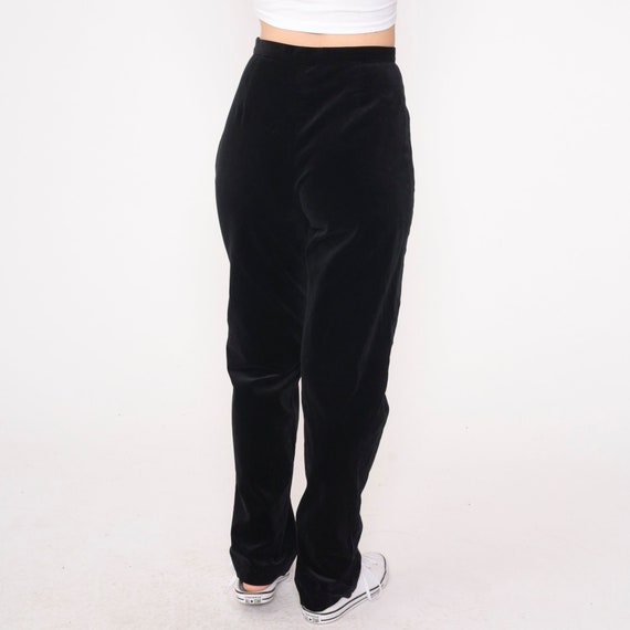 Black Velvet Trousers 90s High Waisted Pants Stra… - image 8