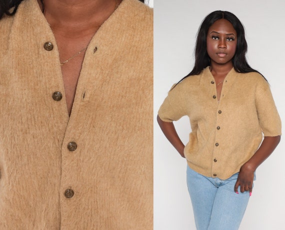 Tan button top up sweater