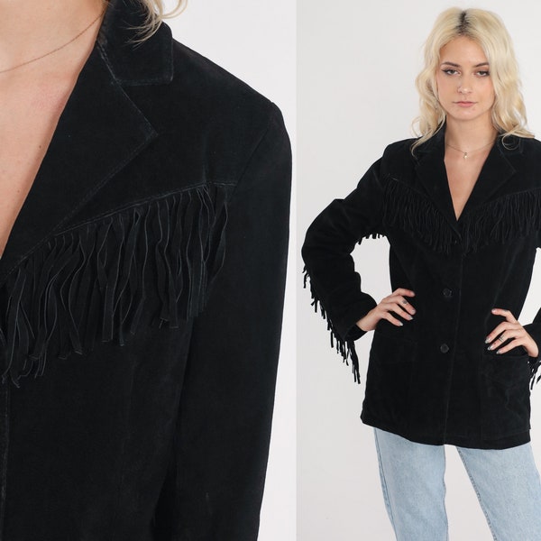 Suede Fringe Button Up Jacket