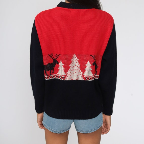 Reindeer Sweater 80s Christmas Tree Sweater Vinta… - image 7