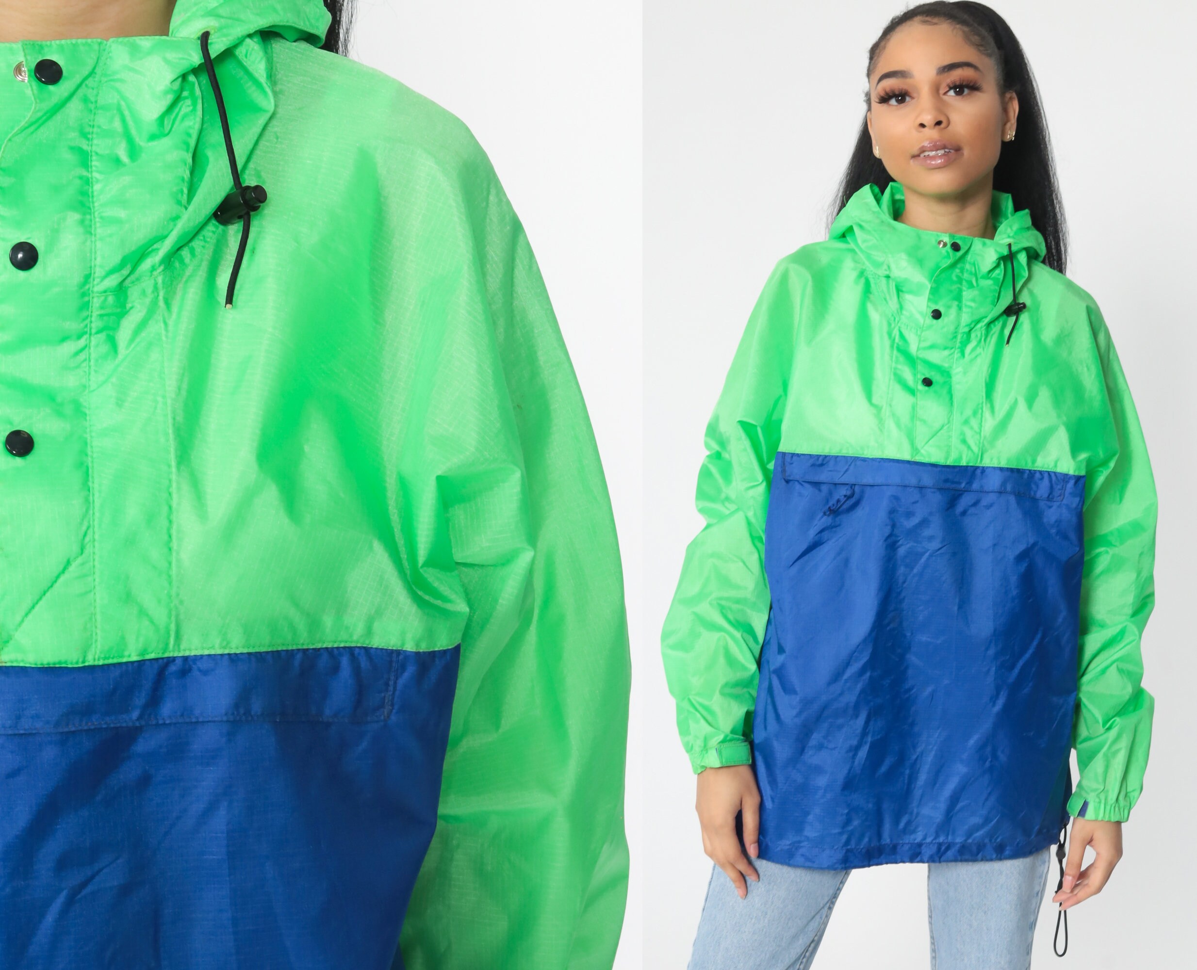 Neon Green Windbreaker Jacket 90s 