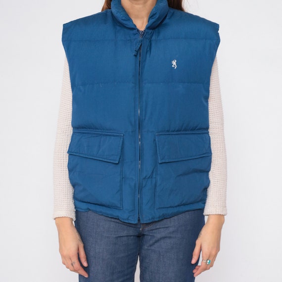 Navy Blue Puffer Vest 80s Down Fill Ski Vest Retr… - image 9