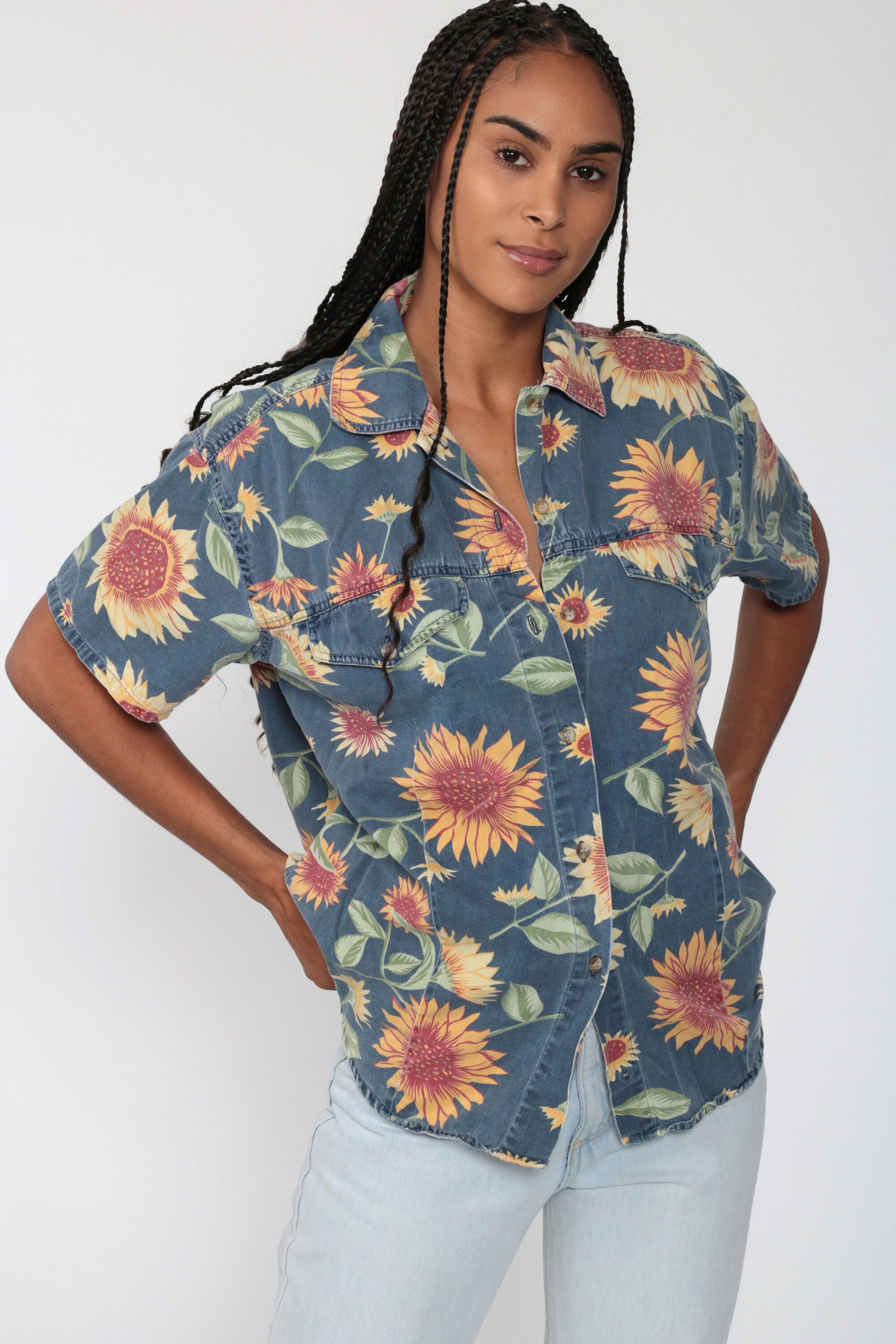sunflower button up shirt