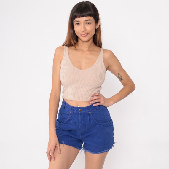 Royal Blue Cut Off Shorts 90s Denim Shorts Cutoff Jean Shorts FRAYED High Waisted Cutoffs 1990s Vintage Retro Small 28