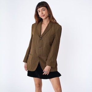 Brown Blazer Jacket 70s Suit Jacket Wool Blend Retro Work Jacket Plain Solid Professional Preppy Seventies Vintage 1970s Men&#39;s Medium