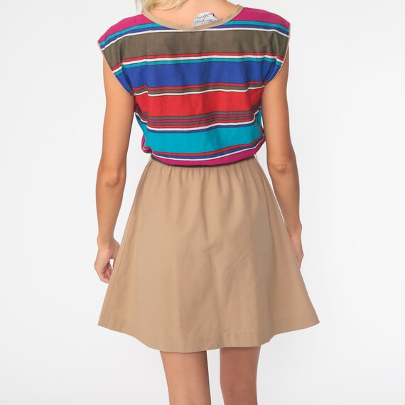 Striped Mini Dress 70s Keyhole Dress 1970s Boho K… - image 6