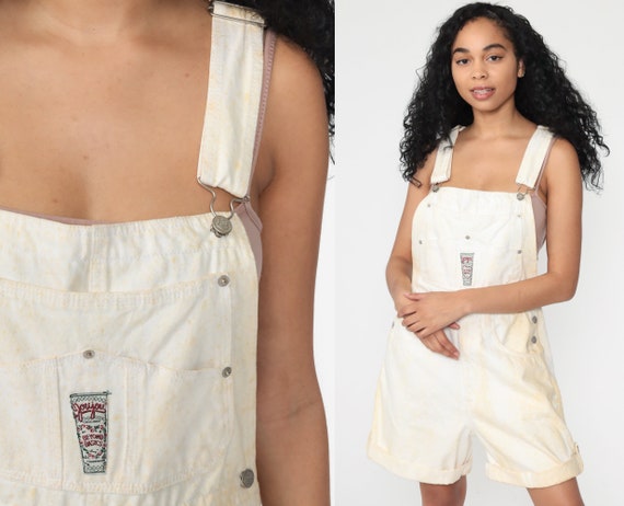 JouJou Short Overalls White Sandblasted Bib Overal