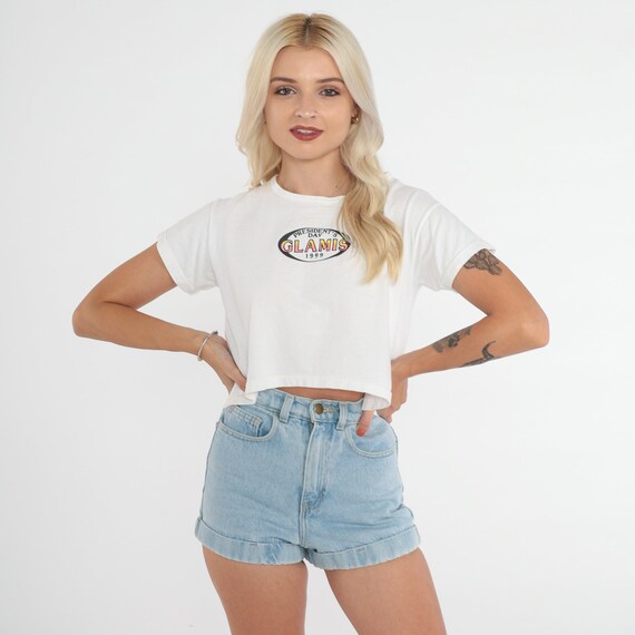 Glamis T-Shirt 90s Crop Top 1999 President's Day Graphic Tee Cropped TShirt California Desert Shirt San Dunes White Vintage 1990s Small S