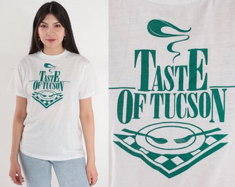 Taste of Tucson Shirt 90s Arizona T-Shirt Culinary Tour Food Graphic Tee AZ Foodie Tourist TShirt Single Stitch White Vintage 1990s Medium M