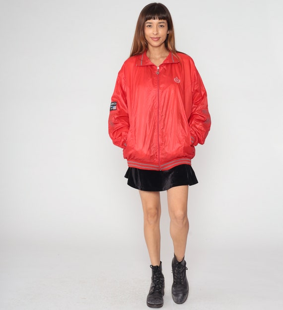 Red Bomber Jacket 90s Sourico Jacket Zip Up Windb… - image 3