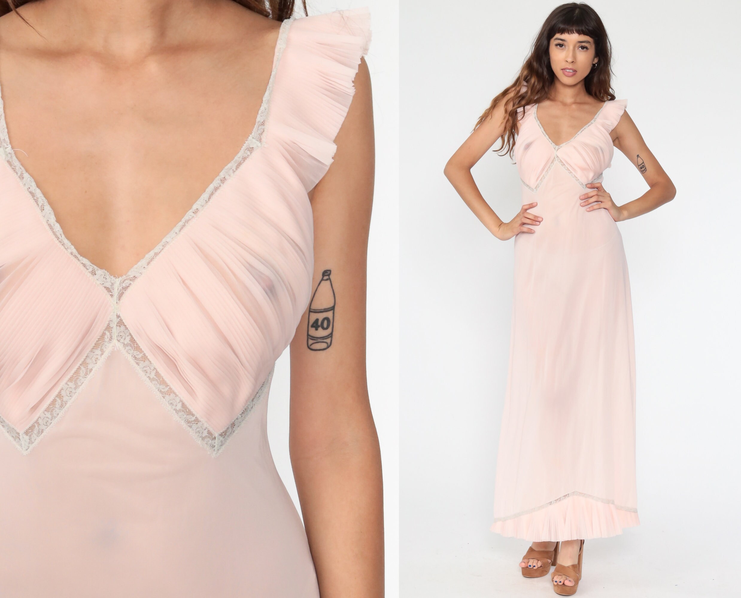 Sheer Pink Nightgown Vanity Fair Pastel 