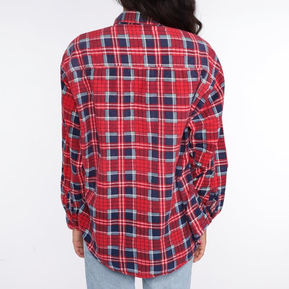 80s Plaid Shirt Red Flannel Shirt Blue Grunge But… - image 7