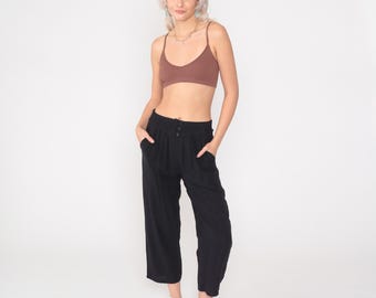 Vintage 80s Black Pleated Polyester/spandex Pants | 30-32 Waist - Etsy