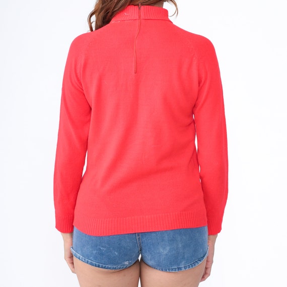 Neon Red Sweater 70s Turtleneck Sweater Lightweig… - image 5