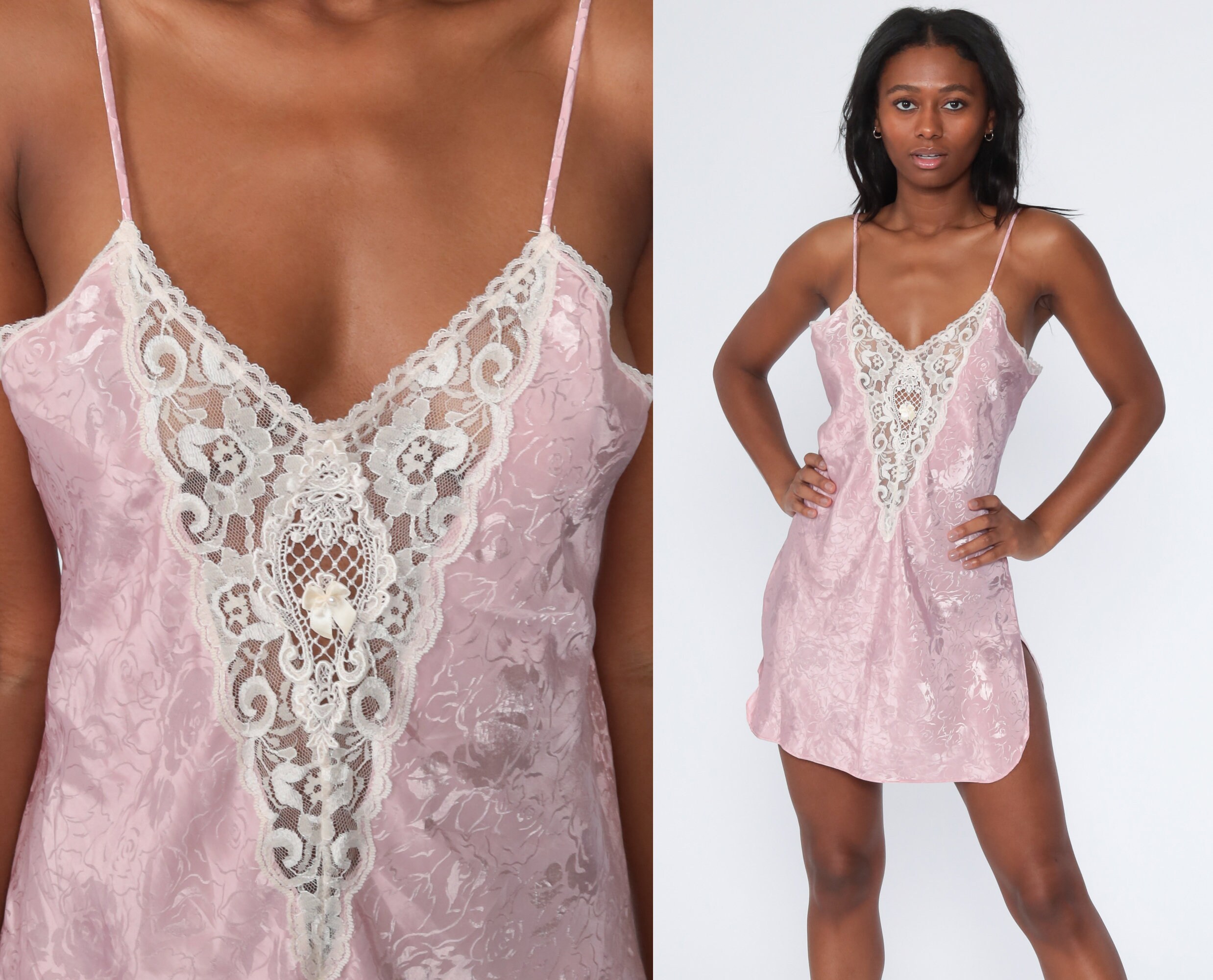 Lingerie Slip Dress Embossed Pink 