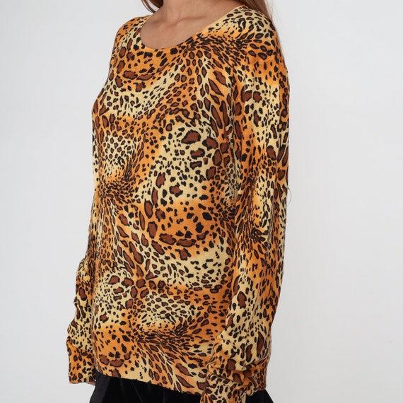 Cheetah Print Sweater Top Y2K Knit Shirt Long sle… - image 5