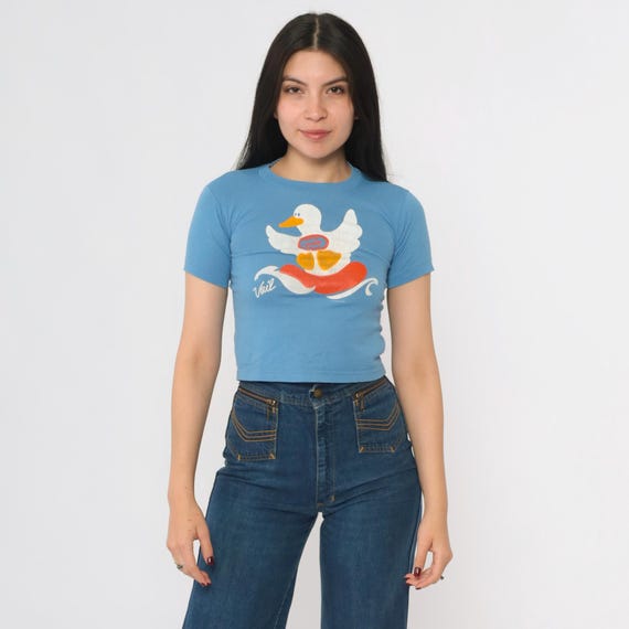 80s Vail White Water Rafting Shirt Vintage Colorado Duck Graphic Retro T Shirt 1980s Blue Jerzees by Russell Tiny Fit Kid's 6-8 xxs