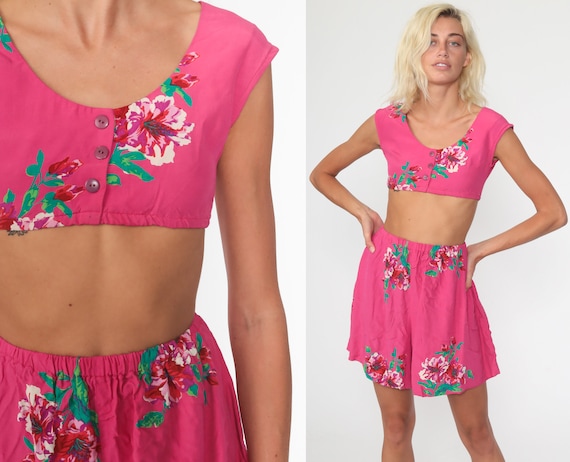 Vintage Shorts and Top Set -- 80s TWO PIECE Outfit